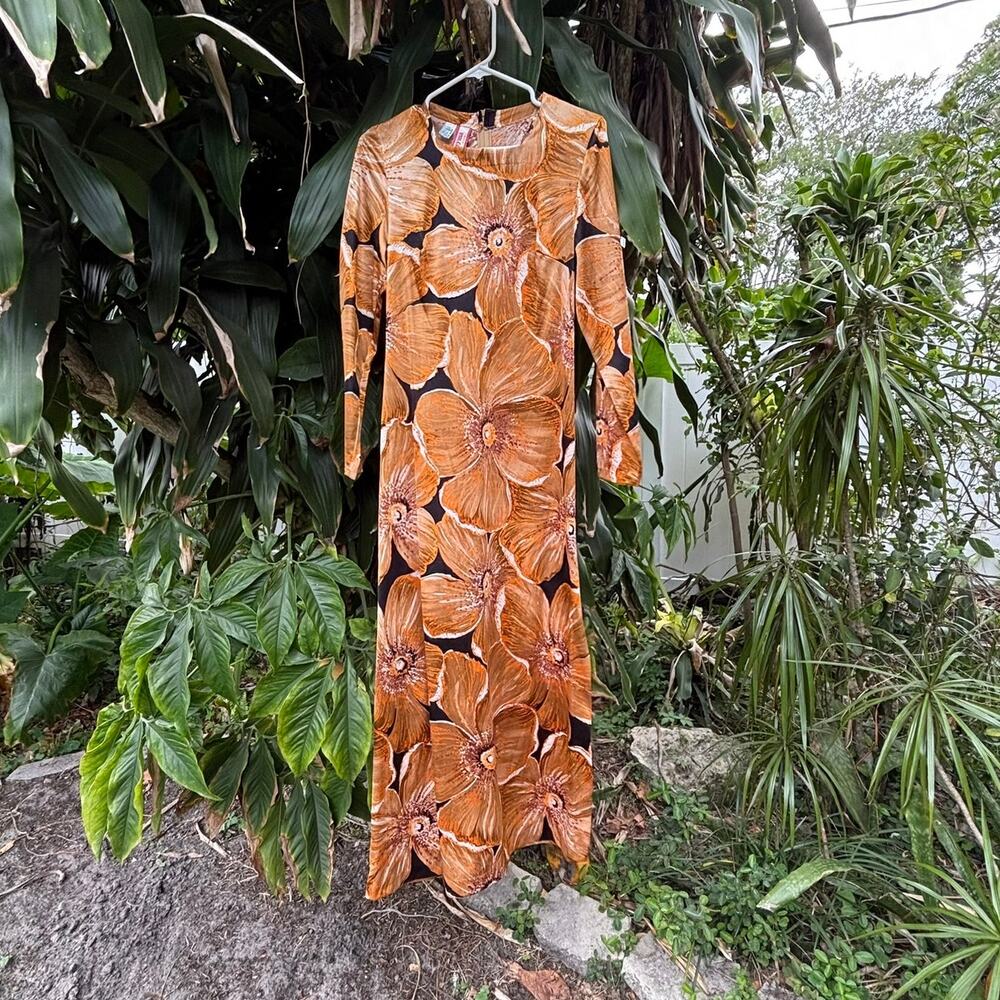 True vintage 1970s full length floral maxi dress women’s French designer Small